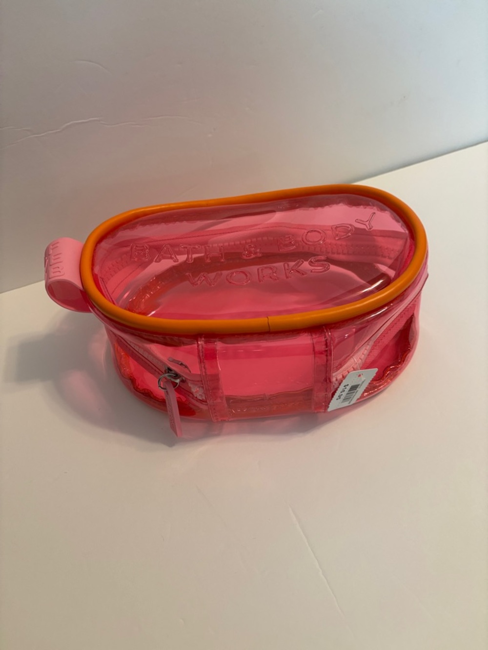 Bath & Body Works Pink and Orange Clear Travel Pouch cosmetic case